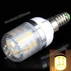 E14 24Pcs 5730 SMD LEDs 7W 750 Lumens 110V LED 3000-3500K Corn Light with Stripe Lamp Shade (WARM WHITE)