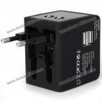 5V 2.1A Dual USB Charging Portable Travel AC Power Adapter with US/AU/EU/UK Plug (BLACK)