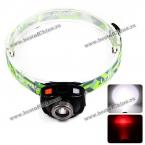 KinFire S10 Headlight Cree XP-E R3 White + 4LED Red 180LM 2 Modes 3 x AAA Battery Powered (GREEN)