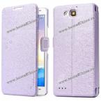 Hello Deere Feather Silk Series Magnet Hook Style PC and PU Material Protective Case Cover with Support and Card Holder for Huawei Honor 3X (PURPLE)