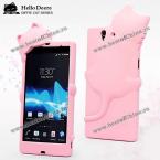 Hello Deere Diffie Cat Series Silica Gel Material Protective Case Cover for Sony Xperia Z L36h (PINK)