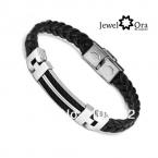 Wholesale Wide Mens weave Chain Bracelet Men 19.5cm JewelOra #BA100617  304 Stainless Steel Men Leather Bracelet