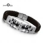 2014 New Arrival Hot Sell Wrap Bracelets  304 Stainless Steel Men's Leather Bracelet (JewelOra BA100806)