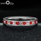 Stainless Steel Wholesale Hot Red Ruby Lady Ring 316L Titanium Stainless Steel .1Ct Eternity Ring (JewelOra Ri100196)