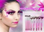  10 Pcs High Quality Professional Pink Foundation Blush Liquid Brush Kabuki Makeup Brush Set Cosmetics Tool