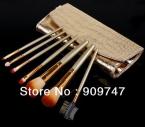 Promotions 7Pcs Professional Makeup Brush 7 pcs Cosmetic Brushes with Gold Leather Case ping 