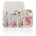 2014 Fashion Professional goat hair Makeup brush kits 12 PCs Brush Cosmetic Facial Beauty Make Up Set tools With rose flower Bag