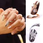 1pc Stylish Personality Nice Dragonfly Rhinestone Flower Finger Tip Ring Nail Art Decorations #57530
