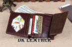 Стильный складной мужской бумажник из натуральной кожи с карманами для визиток.
