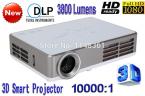 2014 New 3D 3800 lumens DLP HD 1080P 2D to 3D smart projector VGA HDMI AV USB SD 