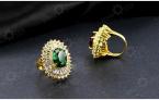 Party Fashion Golden Ring For Women Charming Oval Ring Gold Plated CZ Lady Ring (JewelOra RI101432)