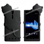 Hello Deere Diffie Cat Series Silica Gel Material Protective Case Cover for Sony Xperia S LT26i (BLACK)