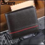 New special retro practical genuine cow leather wallet man vintage wallet men's purse with middle red line, YW-D2026