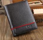 New special retro practical genuine cow leather wallet man vintage wallet men's purse with middle red line, YW-D2026