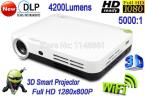 New DLP HD 1080P 4200 Lumens Digital Video WiFi 3D Projector Game Mini Smart Portable Projector 