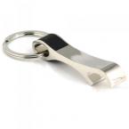 Gilded Leather Polished Silver Beer Bottle Opener Keychain Key Chain Ring Keyfob Keyring