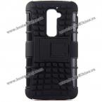 Exquisite TPU and PC Material Tyre Texture Protective Case Cover with Suport Function for LG Optimus G2 (BLACK)