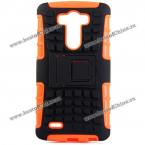 Exquisite TPU and PC Material Tyre Texture Protective Case Cover with Suport Function for LG Optimus G3 (ORANGE)