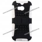 Exquisite TPU and PC Material Tyre Texture Protective Case Cover with Suport Function for HTC M8 (WHITE)
