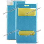 Plastic and PU Material View Window Protective Case with NFC Intellisense Flash Design for Xiaomi 3 (BLUE)