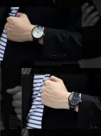AGENTX AGX006 мужские кварцевые часы с большим циферблатом, календариком и ремешком из натуральной кожи.