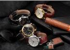 AGENTX AGX014 мужские кварцевые часы с круглым серебристым циферблатом, календариком и ремешком из натуральной кожи.