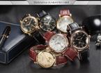 AGENTX AGX052 мужские водонепроницаемые часы с круглым золотистым циферблатом и кожаным ремешком.