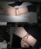 Taylor Cole TC035 женские водонепроницаемые часы с японским механизмом, квадратным циферблатом и стильным браслетом в виде цепей. (Цвет - розово-золотистый)