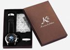 KS088 водонепроницаемые мужские часы с круглым циферблатом, календариком и ремешком из натуральной кожи.