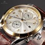  KS White Dial Gold Stainless Steel Case Automatic Mechanical Date Day Month Display Leather Strap Men Business Watch / KS174