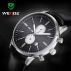 WEIDE WH-3302-1 мужские водонепроницаемые часы с круглым циферблатом, календариком и кожаным ремешком.