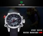 WEIDE многофункциональные водонепроницаемые мужские часы с круглым светодиодным дисплеем и ремешком из искусственной кожи.
