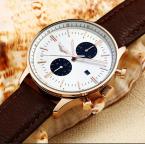 GUANQIN мужские мульти-функциональные водонепроницаемые часы с большим циферблатом, календариком и кожаным ремешком.