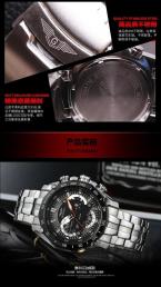 GUANQIN мужские водонепроницаемые кварцевые часы с большим циферблатом, календариком и стальным ремешком.
