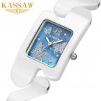 KASSAW женские водонепроницаемые часы с прямоугольным циферблатом и керамическим ремешком.