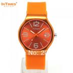 InTimes IT-088 Unisex водонепроницаемые часы с круглым циферблатом, подсветкой и силиконовым ремешком. (Цвет - оранжевый)