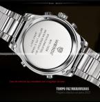 WEIDE WH1009 мужские водонепроницаемые часы с японским механизмом, светодиодным дисплеем и ремешком из нержавеющей стали.