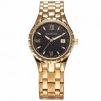 Luxury Women's Quartz Watch Gold Stainless Steel Band Black Dial Water Resistance Roman Number Rhinestone Women's Watch / TC023