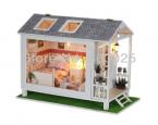  Big Size Kids Educational Assembly Dollhouse DIY Crystal Seaside Cabin With LED Lamps,Novelty Villa Toy