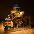  2014 Miniature Dollhouse Toy DIY Santorin Villa Of Holiday Sweet Trip, Assembly Scale Model Building Toy For Kids