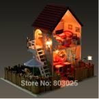 2014 DIY Garden House Of Dream Star With Music & LED Lamps, Assembly Scale Model Dollhouse Toy For Kids