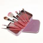 7 pcs makeup brushes professional a cosmetic brush sets makeup tools suit pink brushes with cute metal box 