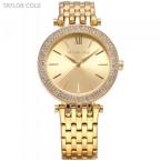 Taylor Cole Luxury Brand Gold Rond Bling Crystal Bezel Relogios Feminino Quartz Analog Clock Casual Women Dress Wristwatch/TC001