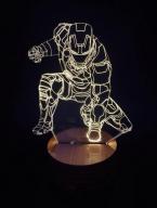  1Pieces 3D Hero Iron Man Wood Mood Lamp Magical Lighting Iron Man LED Lamp Bulbing Light