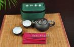 7 pcs Travel Ceramic Teapot Set With Green Gift Bag+1 Teapot+2 Cups+10g Black Tea+1 Towel +1 Tea Clip Tool  Kung Fu Teapot 