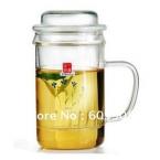 Clear Glass Mug With Lid and Filter Teapot 400ml