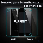 2014 новый 0.33 мм передняя и задняя премиум закаленное стекло защитная защитная пленка для iPhone 4 4S бесплатная доставка