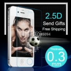 Горячая распродажа Высокое качество новый 2.5D ультратонкий премиум закаленное стекло экран протектор для iphone 4 4S защитная пленка отправить большой подарок