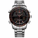Мужские часы NAVIFORCE календарная 9024 люксовый бренд полный стали кварцевые часы цифровой из светодиодов часы военный спортивные часы relogio masculino