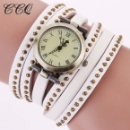 CCQ Старинные Заклепки Кожаный Браслет Часы Мода Женщины Кварцевые Часы Дамы Кварцевые Часы Reloj Mujer Relogio Feminino 1158